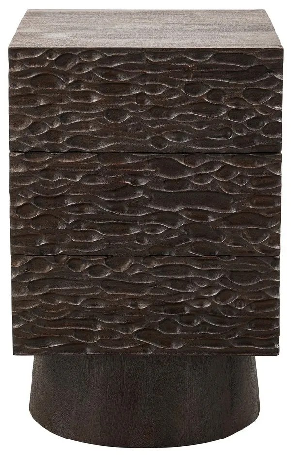 Ciemnobrązowa szafka nocna z litego drewna mango Crumble – WOOOD