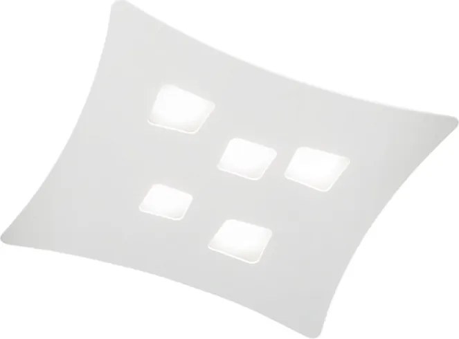 Nowoczesna lampa sufitowa Isotta GX53 biała, 5 punktów świetlnych, gięta metalowa konstrukcja 50x55 cm, geometryczny design, IP20, max 5x8 W