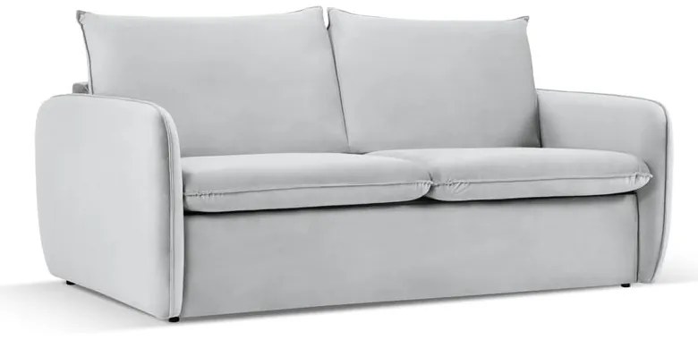 Jasnoszara aksamitna rozkładana sofa 194 cm Vienna – Cosmopolitan Design