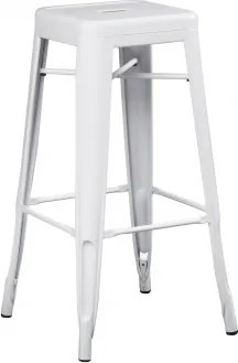 Zestaw 4 Wysokich, Stalowych, Sztaplowanych Stołków Lix Biała & ↑75 Cm - Sklum