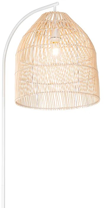 Lampa podłogowa rustykalna biała z rattanu - Sam Rustykalny / Vintage Oswietlenie wewnetrzne