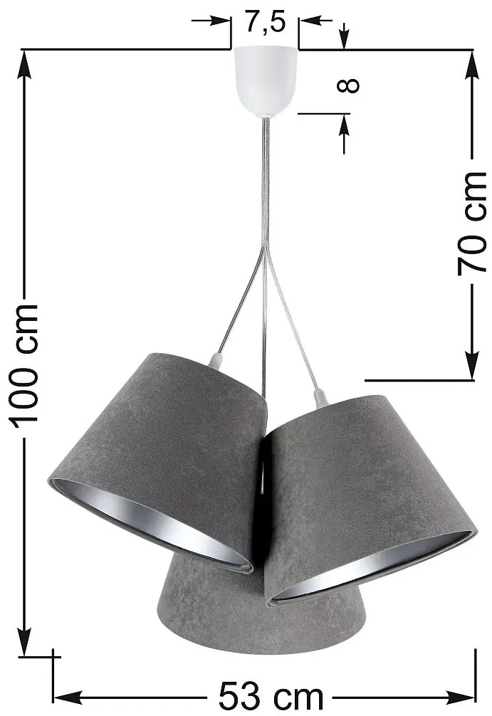 Szaro-srebrna lampa wisząca stożki F0-K22