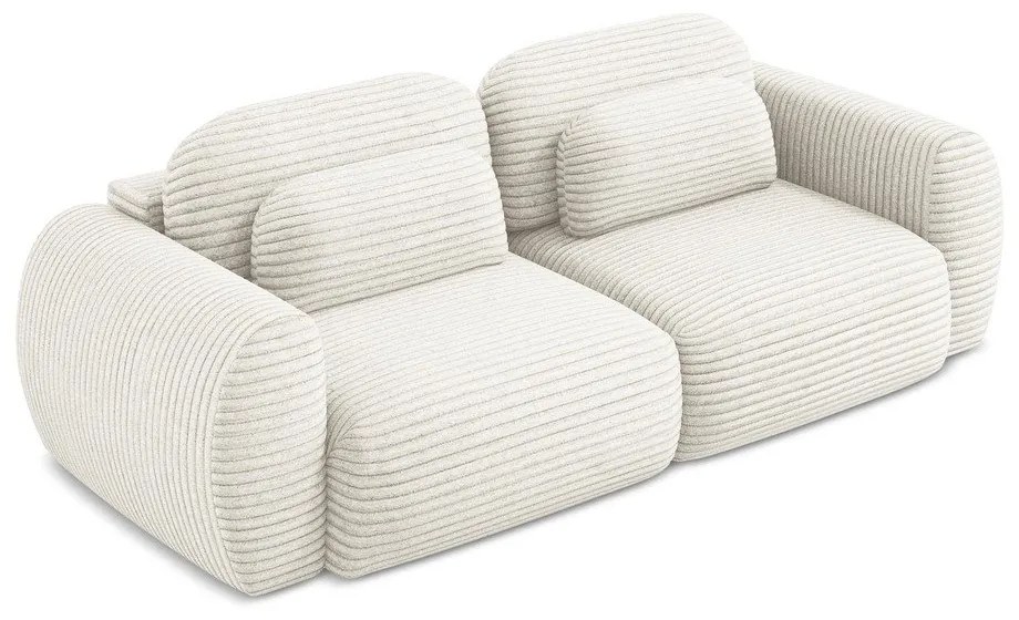 Beżowa sztruksowa rozkładana sofa ze schowkiem 266 cm Kini – Makamii