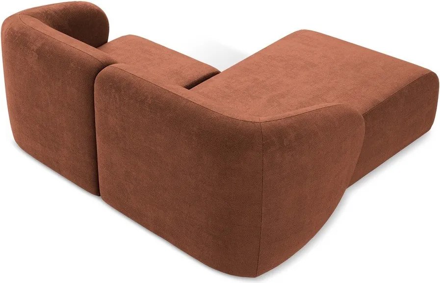 Narożnik z tkaniny szenilowej (lewostronny/z szezlongiem) w kolorze terakoty Lani – Makamii