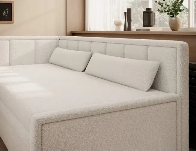 Sofa rozkładana z funkcją spania FULGEO kremowa lewa ELTAP