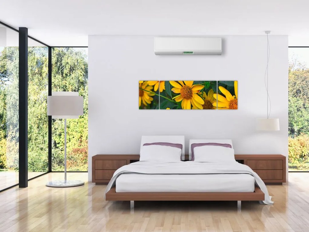 Obraz żółtych kwiatów (170x50 cm)