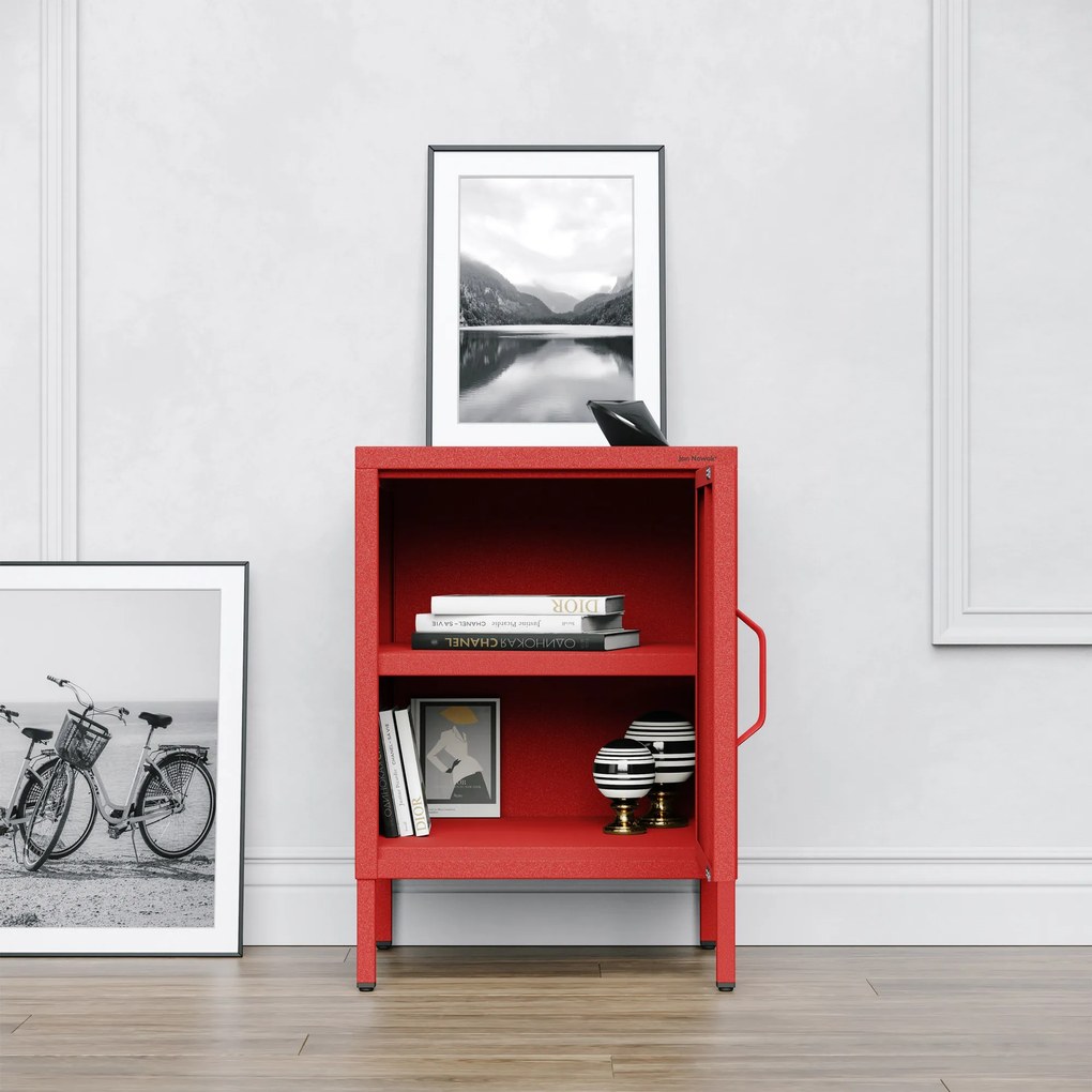 Szafka nocna metalowa czerwona Modern MIA, 424 x 595 x 400 mm