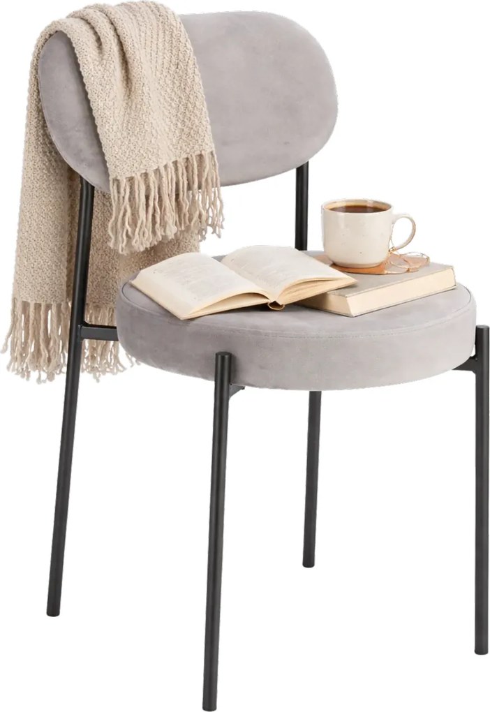 Szare Minimalistyczne Krzesło Tapicerowane L8-D34