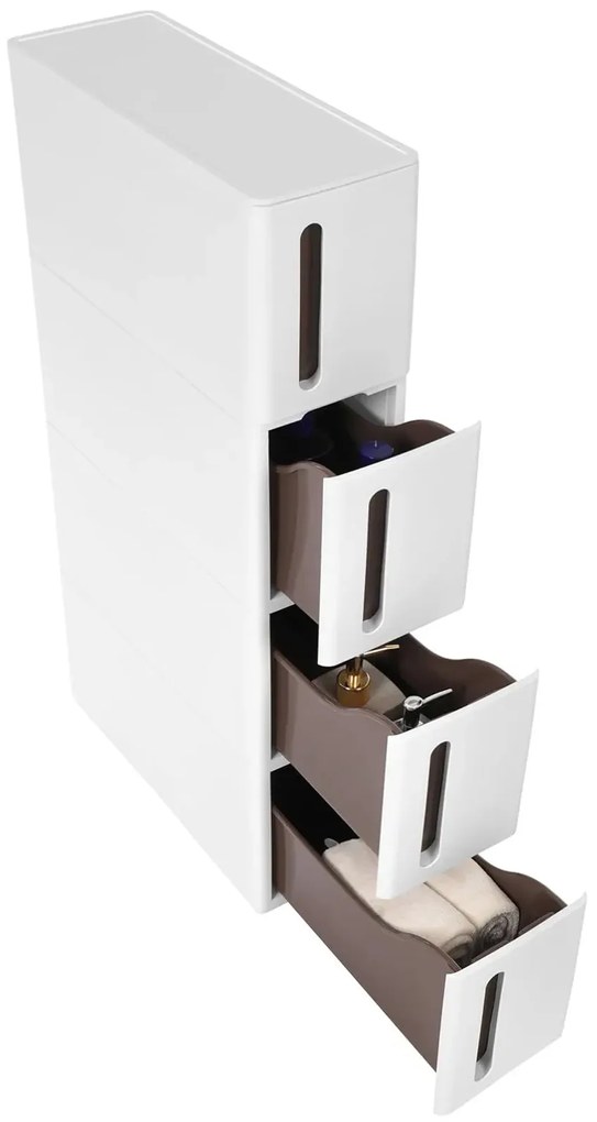 Biała szafka łazienkowa na kółkach L7-T52