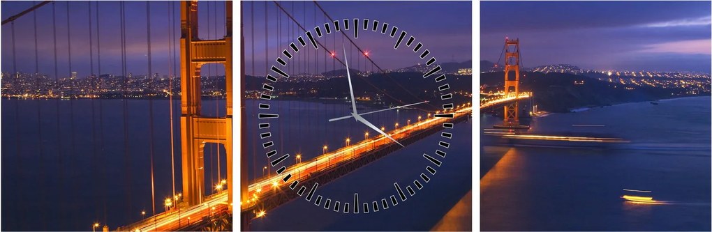 Obraz - Most Golden Gate (z zegarem) (90x30 cm)