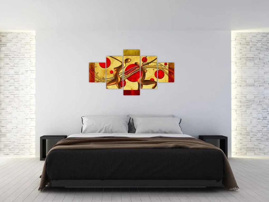 Abstrakcyjny obraz z dwiema kobietami (125x70 cm)