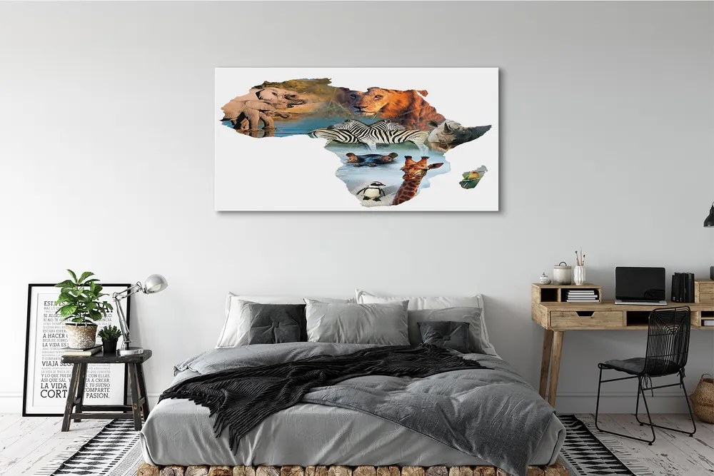 Duży obraz na płótnie Zebra, Żyrafa i Tygrys