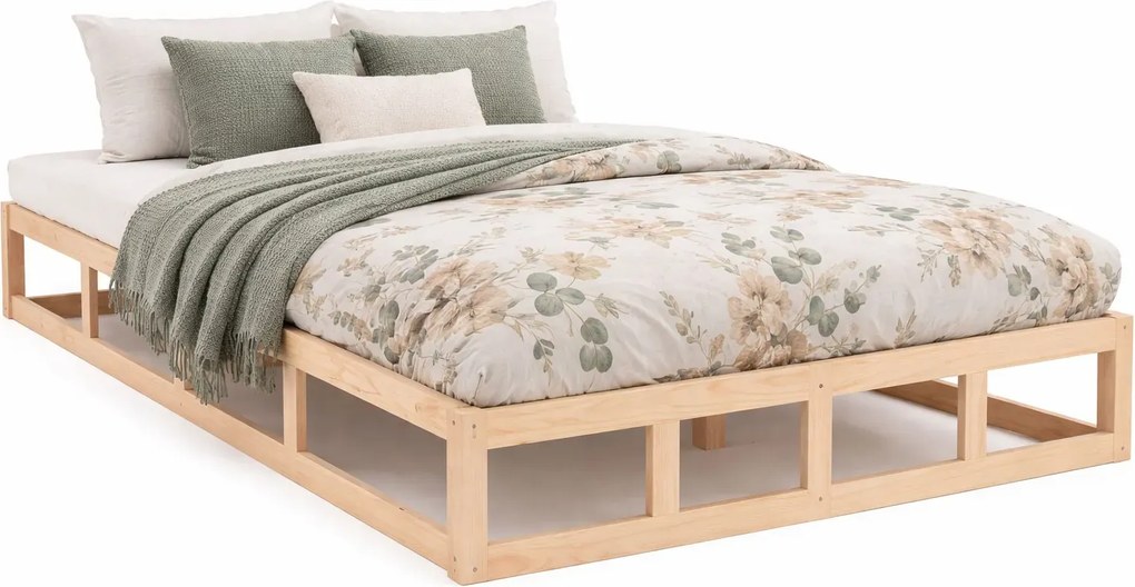 Dwuosobowe łóżko z naturalnej sosny 160x200 P1-T37