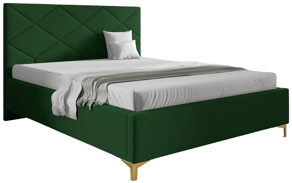 Zielone łóżko tapicerowane z pojemnikiem 4 rozmiary P1-F39