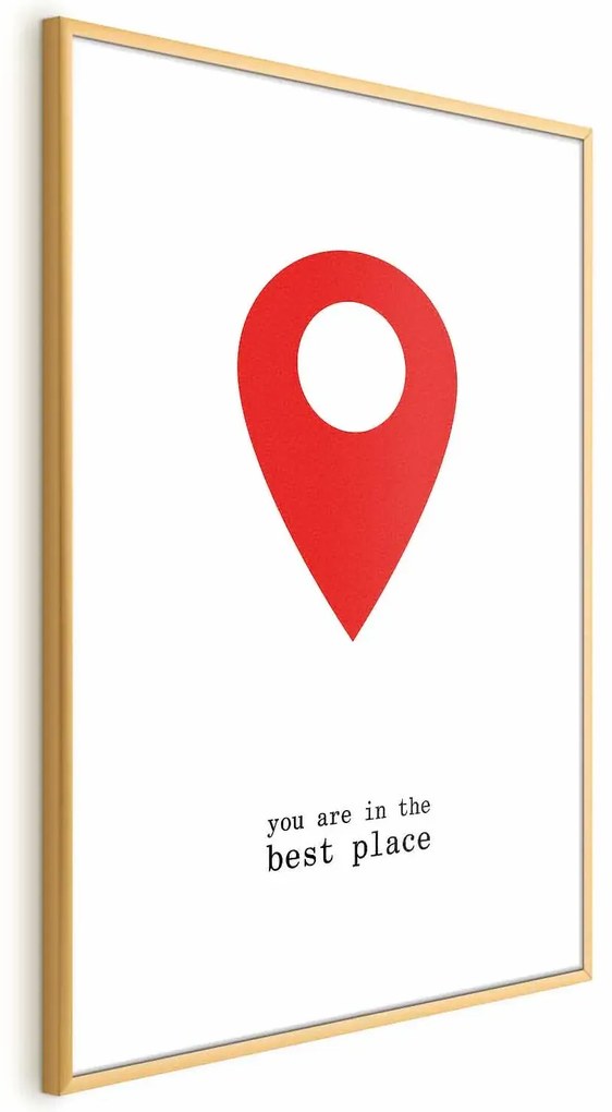 Plakat The best place 21x30 cm z ramą złotą z marginesem ARTGEIST B