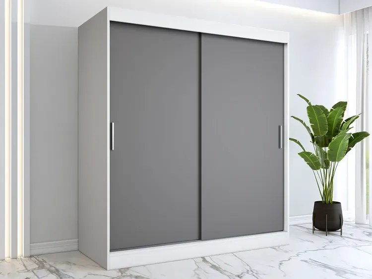 Szafa przesuwna 180 cm biel + antracyt  - Erco 5X