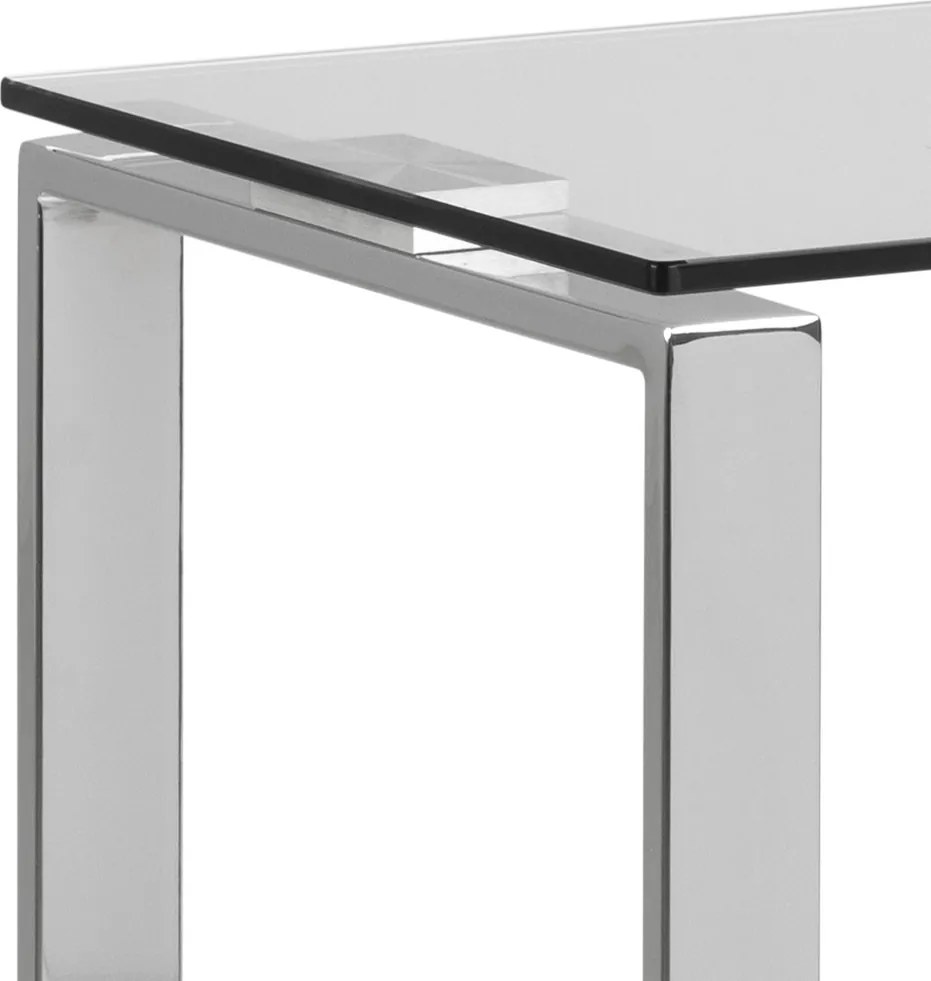 Konsola szklana na chromowanych płozach Katrine