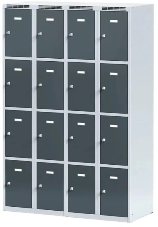 Szafka skrytkowa S6, 8 schowków, 1800 x 600 x 500 mm, zamek obrotowy, drzwi pomarańczowe