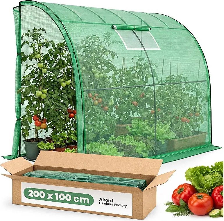 Szklarnia ogrodowa foliowa przyścienna 1 drzwi 1 okno Zielona 100x200x210 cm