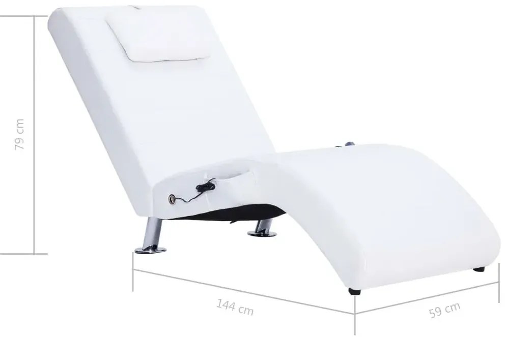 Elegancka biała leżanka masująca z ekoskóry H0-B51