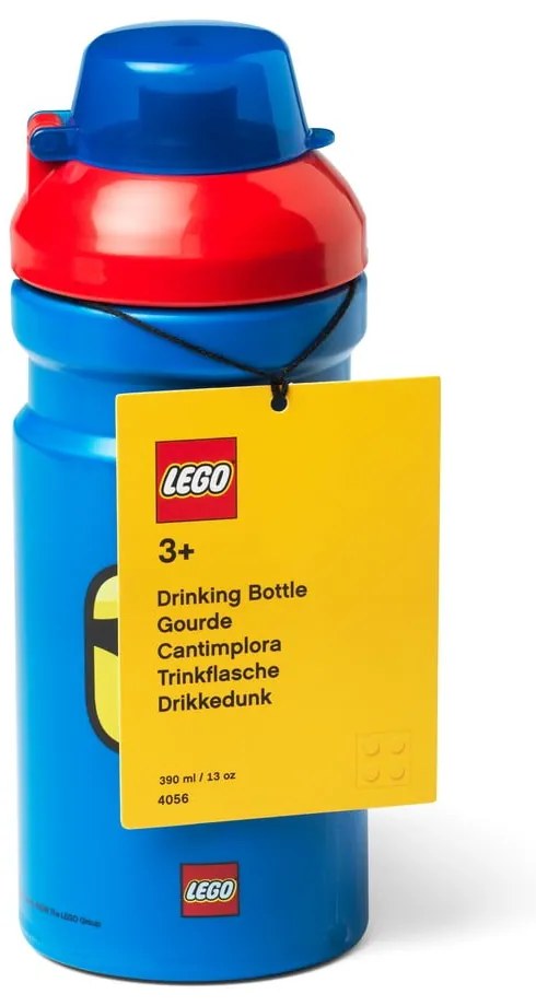 Niebieska butelka na wodę z czerwoną zakrętką LEGO® Iconic, 390 ml