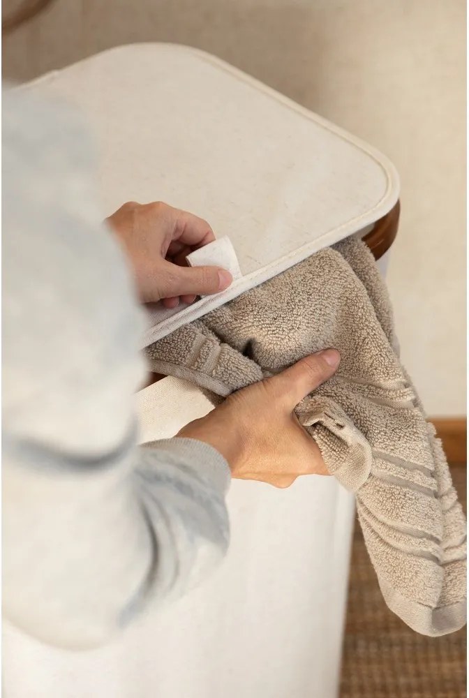 Kremowy tekstylny kosz na pranie Bamboo/Linen – Bigso
