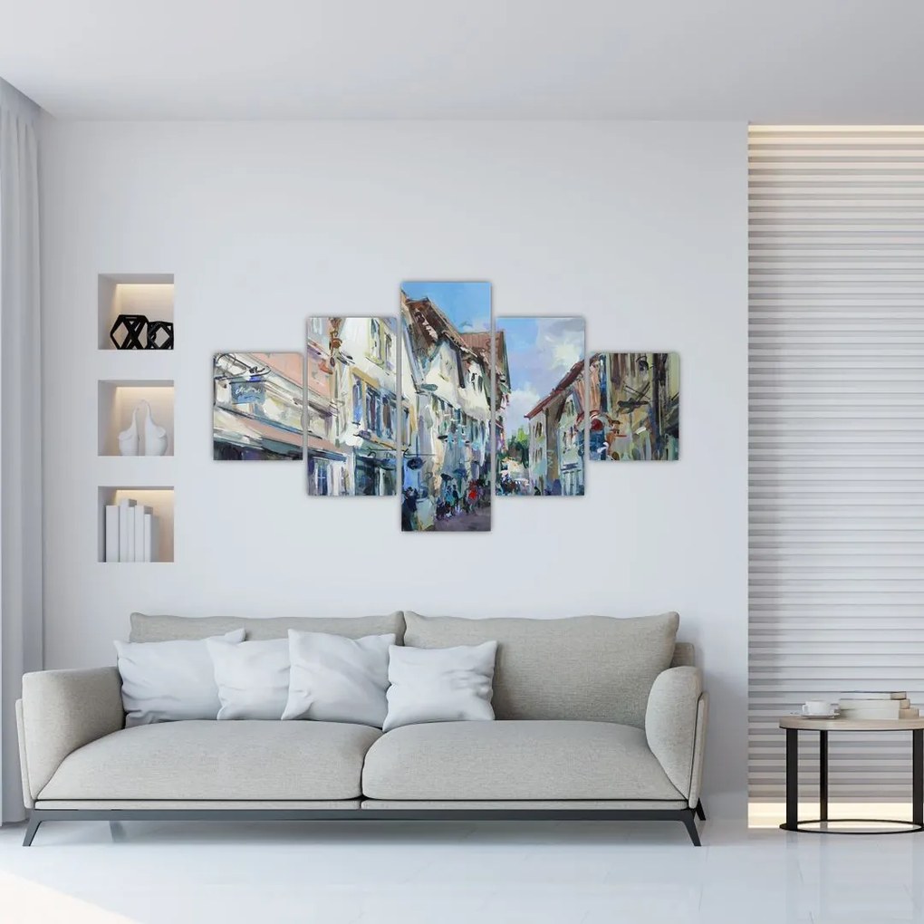 Obraz - Aleja starego miasta, malarstwo akrylowe (125x70 cm)