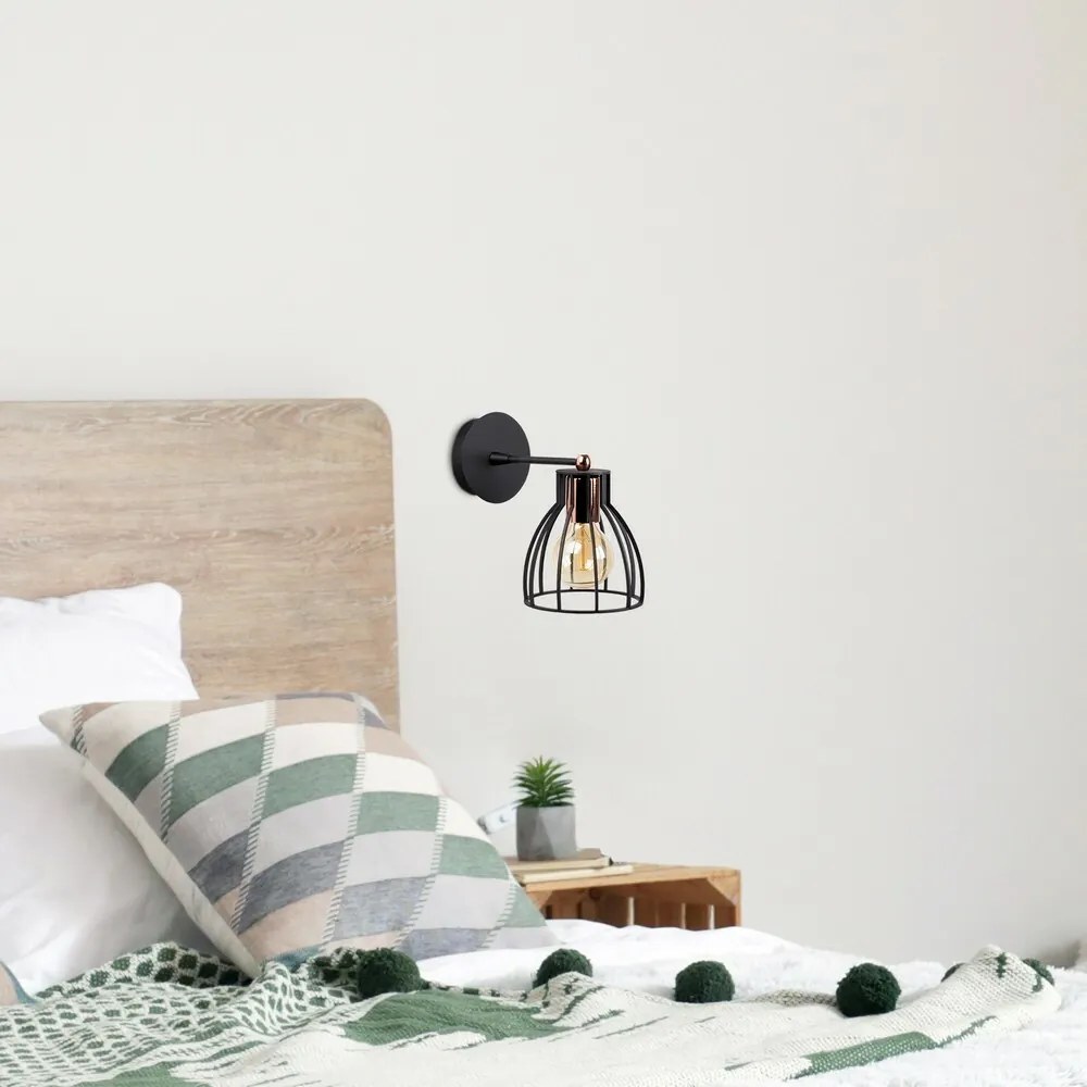 Kinkiet lampa ścienna Kemah - N-1238, czarny /brązowy