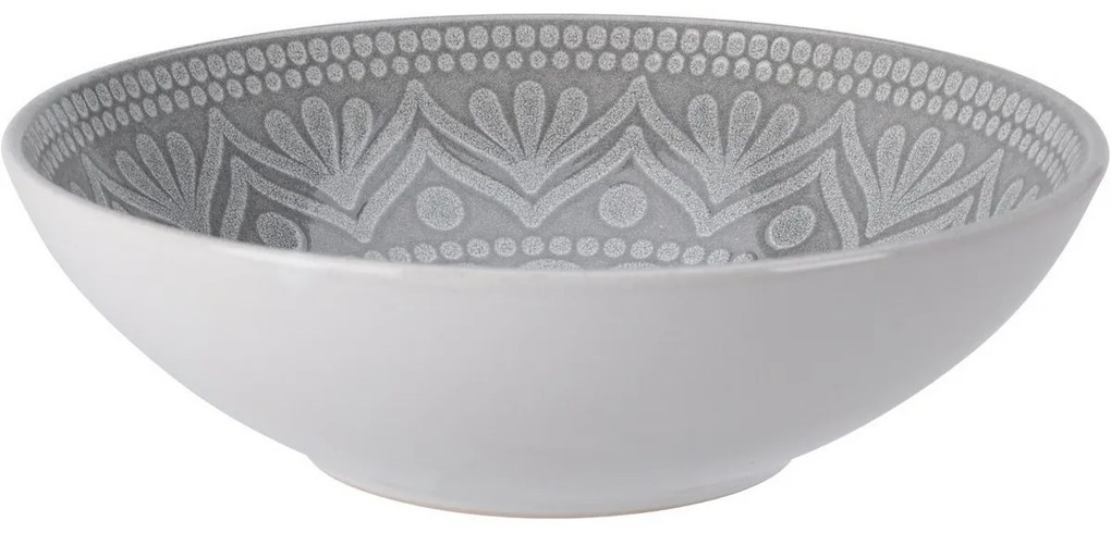 Głęboki talerz kamionkowy Ethnic, śr. 18 cm, szary