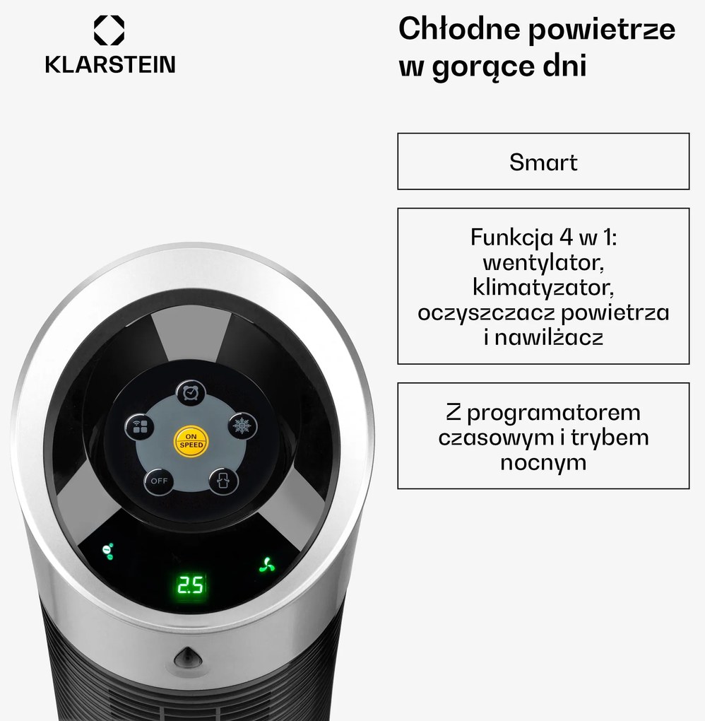 Klarstein Skyscraper Ice Smart 6 L 180 m3/h Klimator Czarny