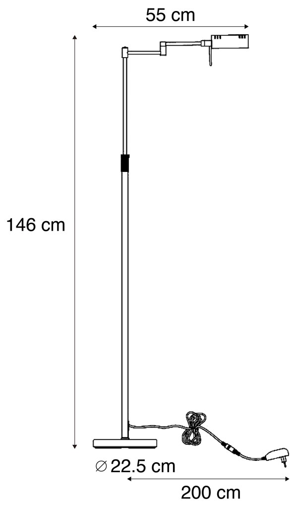 Designerska lampa podłogowa ciemny brąz z LED i ściemniaczem dotykowym - Notia Nowoczesny Oswietlenie wewnetrzne