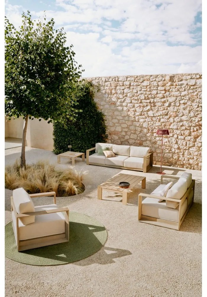 Beżowo-naturalna sofa ogrodowa z litego drewna akacjowego Ambra – Kave Home