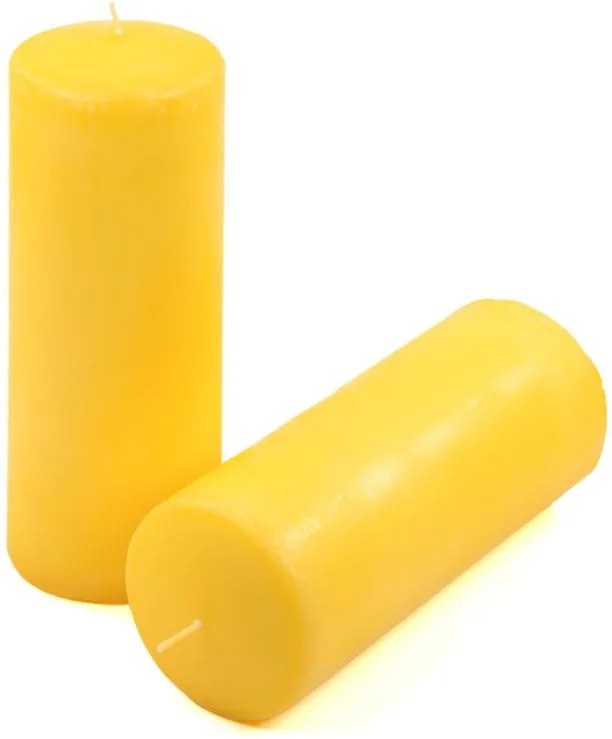 Zestaw słupkowych świec, 20 cm, Ø 7,5 cm, żółty, 4 sztuki.