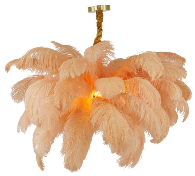 Lampa wisząca w pomarańczowo-złotym kolorze z kloszem z pierza ø 80 cm Feather – Light &amp; Living