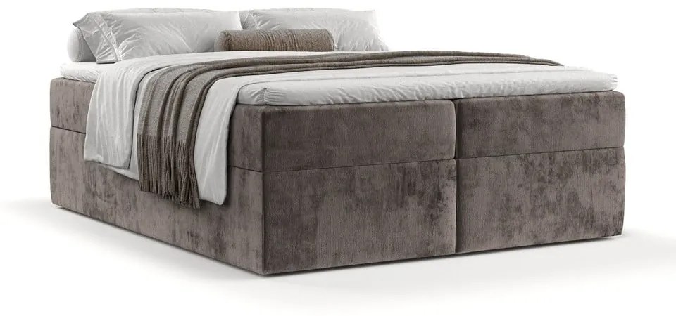 Brązowe łóżko boxspring ze schowkiem 140x200 cm Yoko – Maison de Rêve