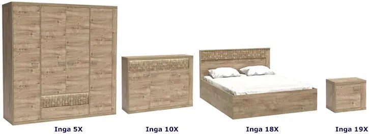 Komplet mebli do sypialni w dekorze dąb ribbeck B0-H61