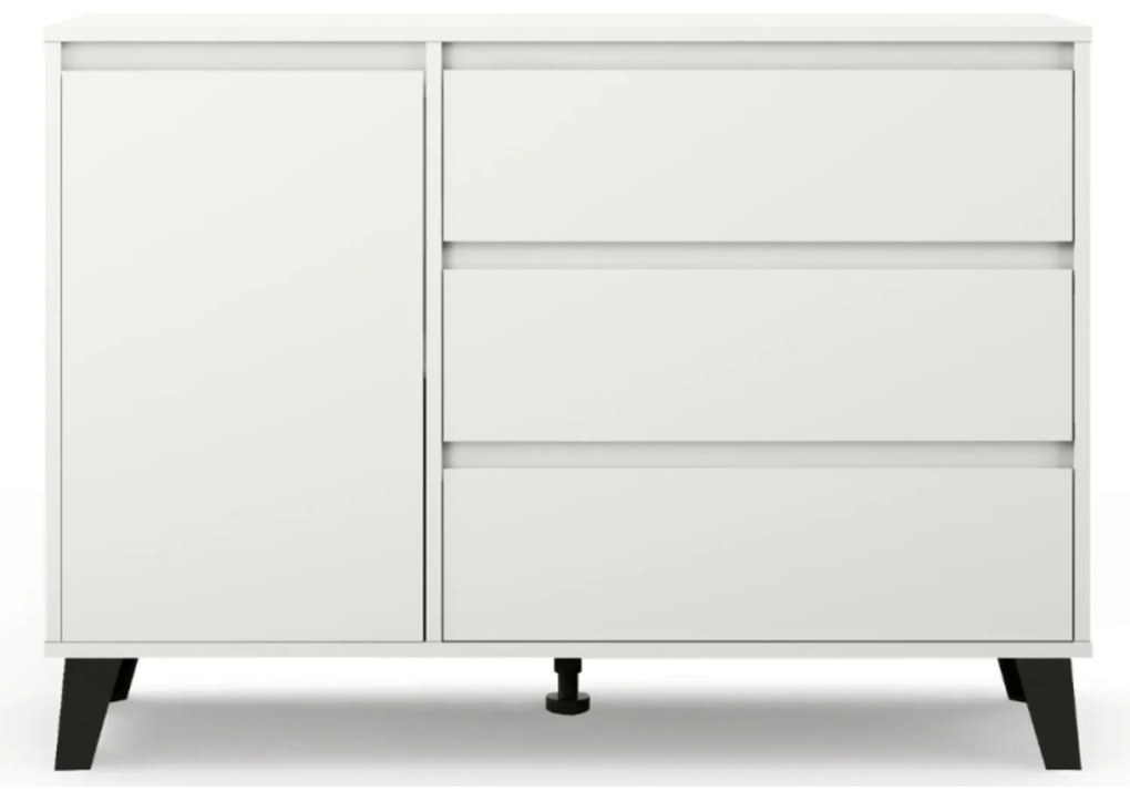 Komoda z Szufladami do Salonu BORVO 110 cm Biała Nowoczesna