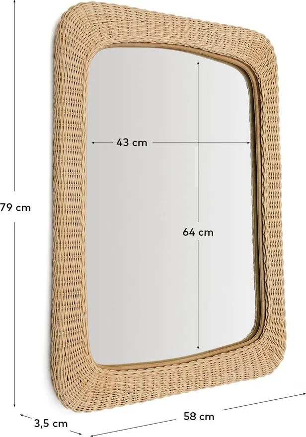 Lustro ścienne z rattanową ramą 58x79 cm Zilna – Kave Home