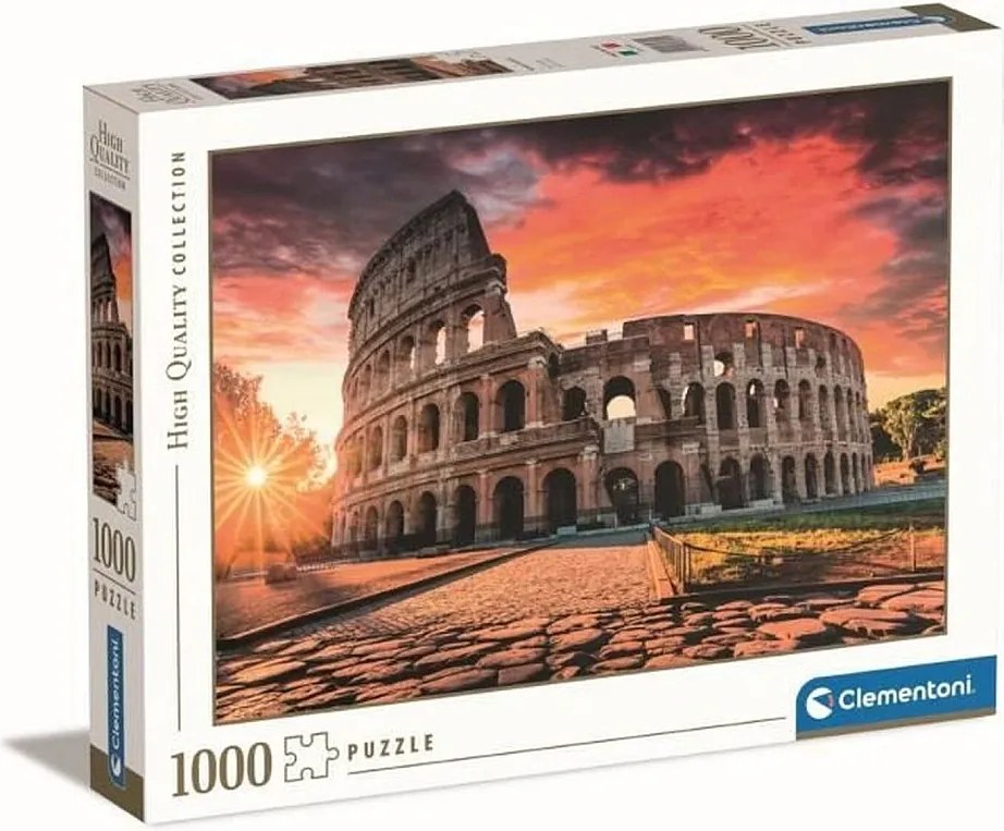 Puzzle Clementoni 1000 elementów Zachód słońca w Rzymie 70x50 cm - Wielokolorowy, poziomy format, temat życie codzienne
