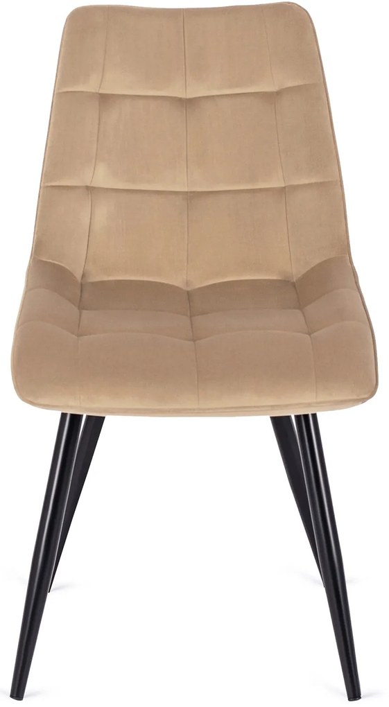 Zestaw Stół Prostokątny Rozkładany CLARK 120-160 cm Dąb Artisan/Czarny i 4 Krzesła Tapicerowane do Jadalni RIO Beżowe Welurowe