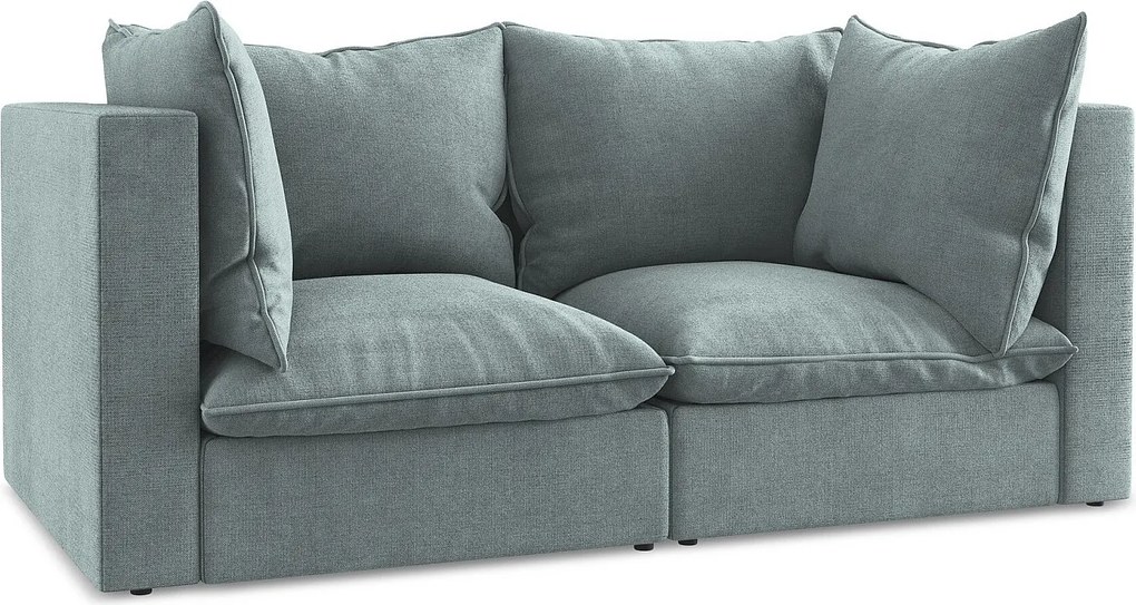 2-osobowa kanapa modułowa - z tkaniny strukturalnej - jeans - MANAO