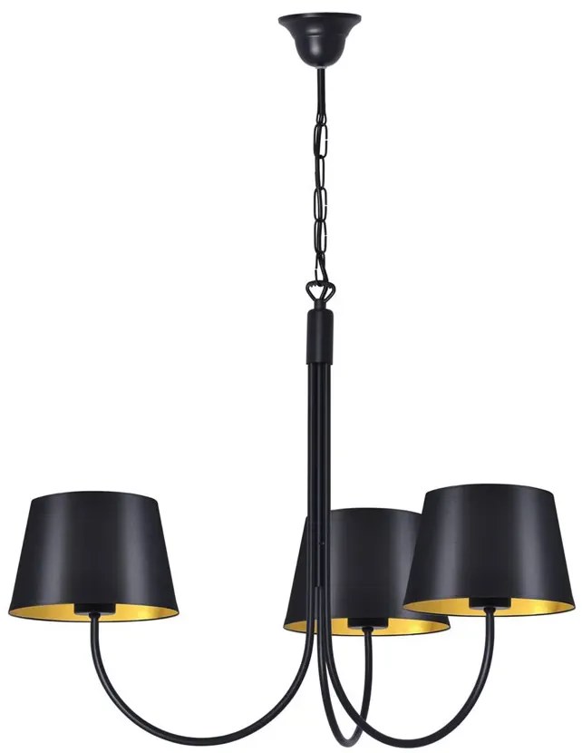 Czarny klasyczny żyrandol z 3 abażurami - A798 K8-H65