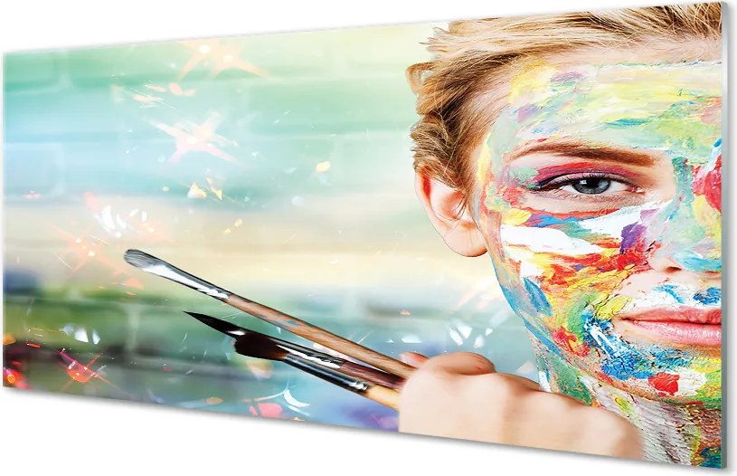 Szklany Panel Artystka z Pędzlami