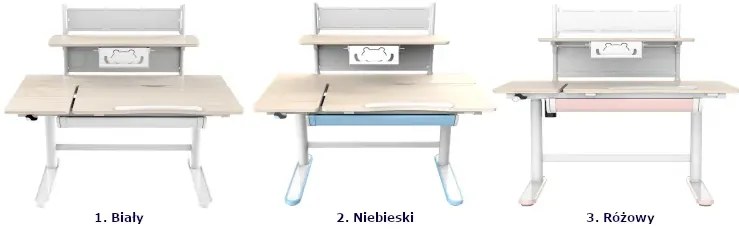 Białe podnoszone biurko szkolne elektryczne z nadstawką A6-S29