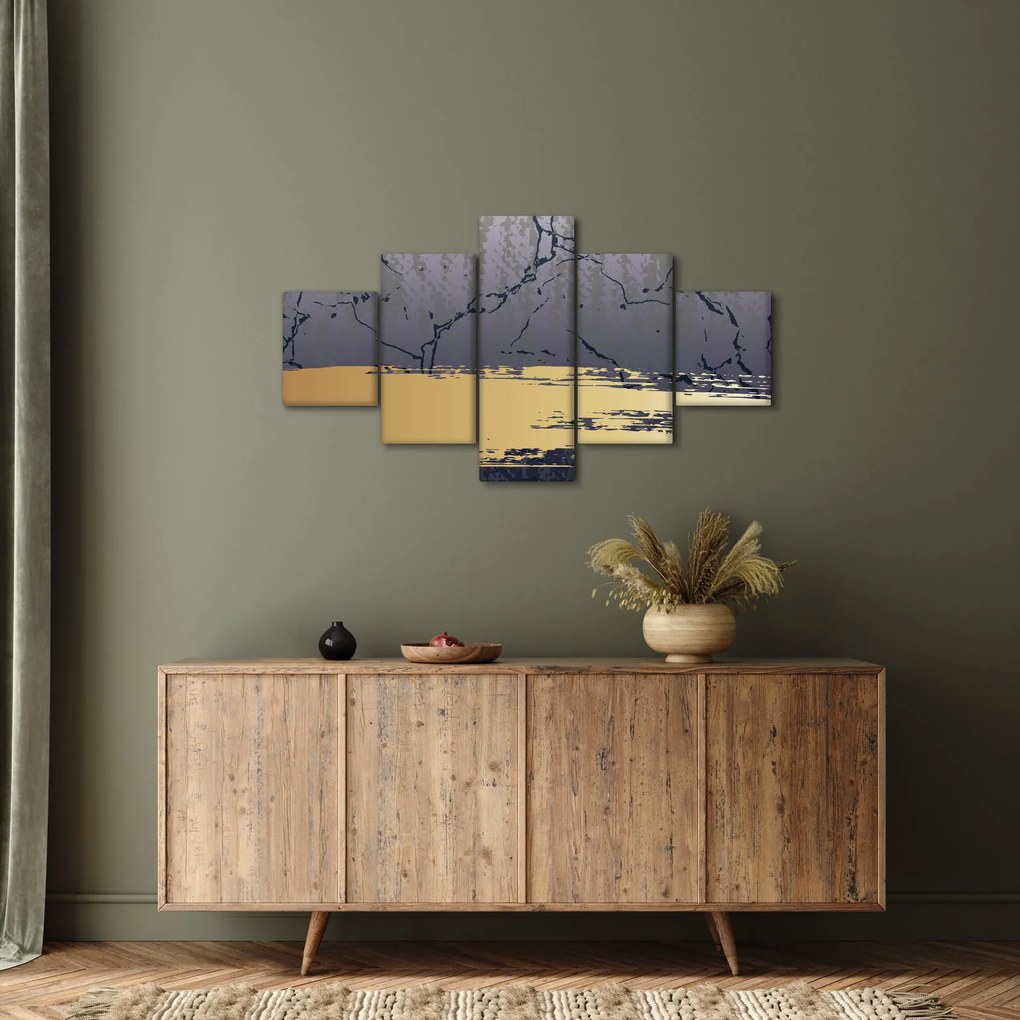 Obraz - Niebiesko-złota abstrakcja N⁰1 (125x70 cm)