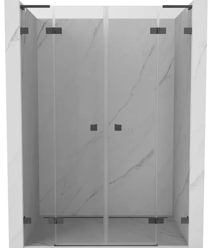 Mexen Lunar L Duo drzwi prysznicowe uchylne 140 cm, transparent, gun gray szczotkowany - 834DL-140-000-66-00