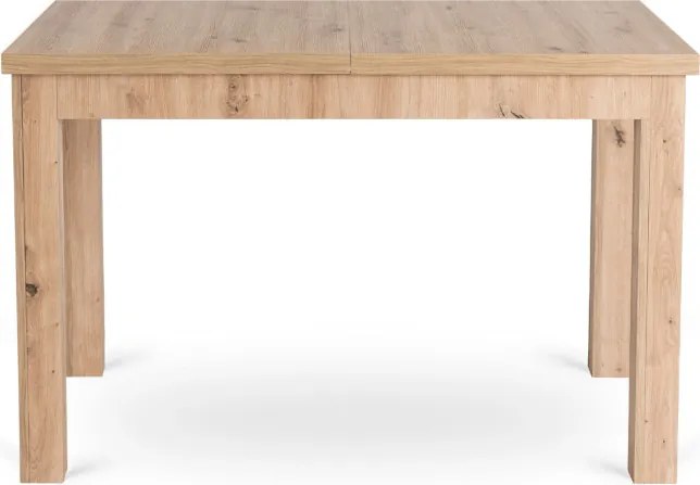 Zestaw Stół Prostokątny Rozkładany SKUBI 120-160 cm Dąb Artisan i 4 Krzesła Tapicerowane RODRI Beżowe Welurowe Nowoczesne