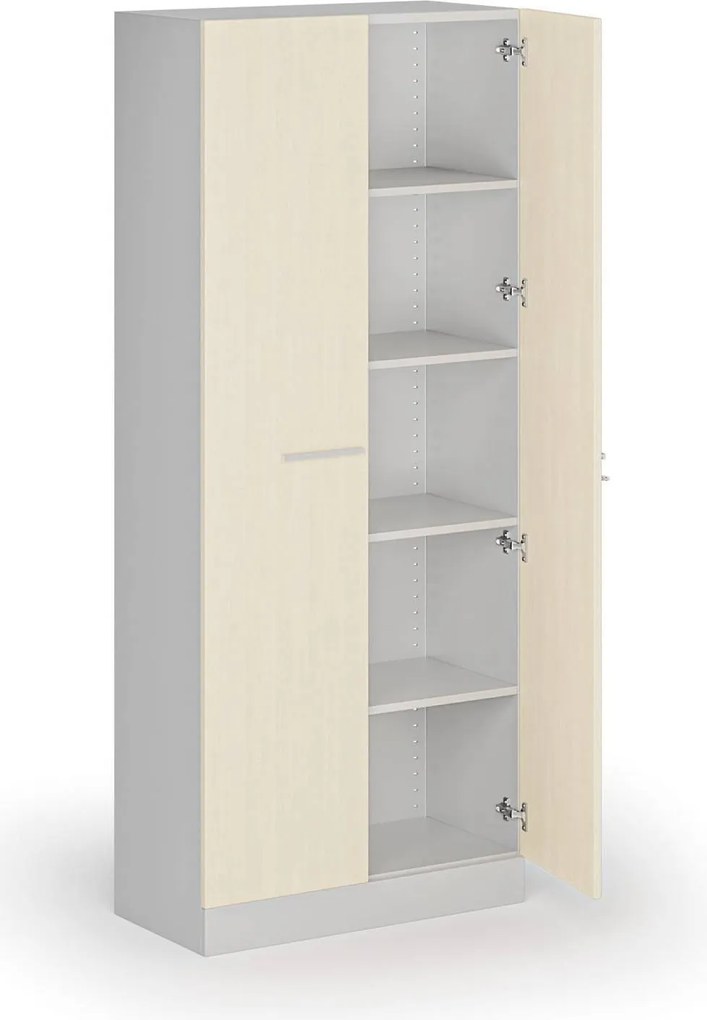 Metalowa szafa z drewnianymi drzwiami, demontowana, 1950 x 800 x 400 mm, brzoza