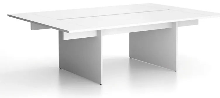 Biurko double SOLID + 2x rozszerzenie blatu, 240x165 cm, biały