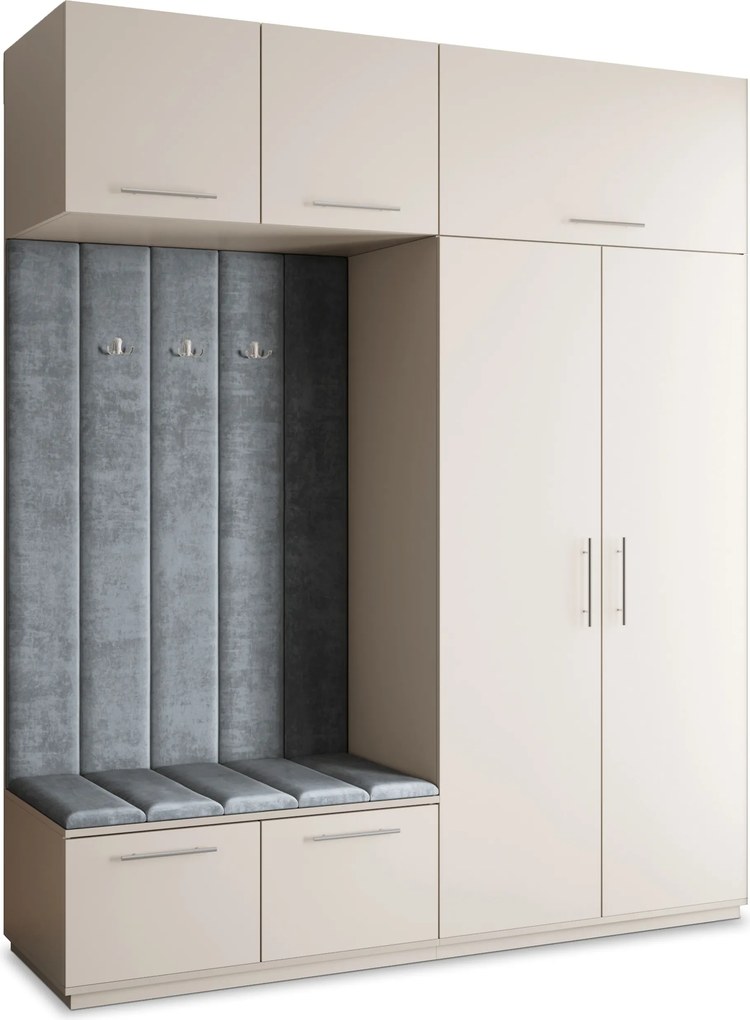 Masseno Garderoba REMA 200/240/60 cm Nowoczesna Szafa do Przedpokoju Kaszmir, MONOLITH 85 (Szary)
